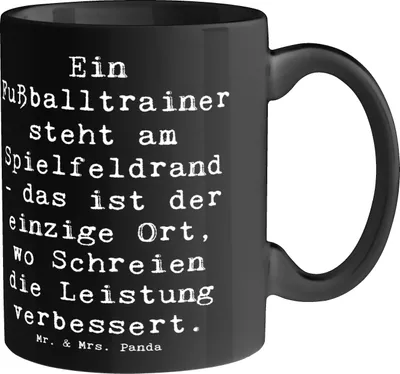 Produktbild von Mr. & Mrs. Panda Keramikbecher Spruch Fußballtrainer Energie - Schwarz - Geschenk, Teamgefühl, Mentoring, Motivation, Beruf, Tasse, kaffeebecher keramik, Berufe, Becher