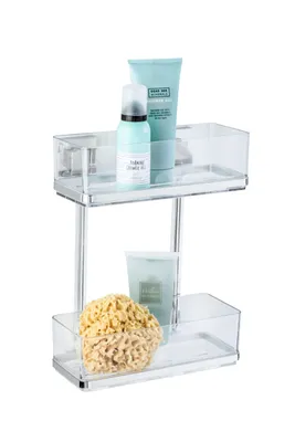 Produktbild von WENKO Bad Dusche Regal Wand Korb Hängen Ablagen ohne bohren 2 Etagen Quadro WC