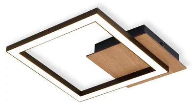 Image de ZMH Plafonnier LED Cuisine - 3000K Blanc Chaud Moderne 12W Lampe de Cuisine Petit Bois Noir Carré pour Cuisine Salon Chambre Couloir