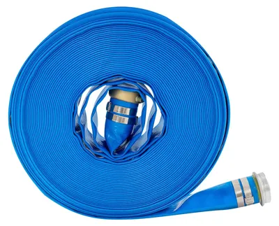 Produktbild von Hochleistungs-Wasserablaufschlauch - Polyesterfaserverstärkter PVC-Schlauch - 30,48 m - Innendurchmesser 5,08 cm - 90 PSI - UV- und Verschleißfest - Blau