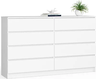 Image de BDW, Commode avec 8 tiroirs, 160x40x99 cm, K160, Blanc