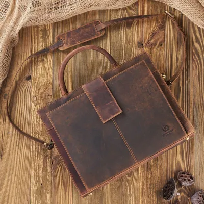 Produktbild von Damen A4 Leder Aktentasche Handtasche und Umhängetasche Paolo Peruzzi T-94-HBR