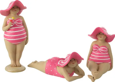 Produktbild von J-Line Stranddame Hut Polyresin Rosa 3 Sortiert