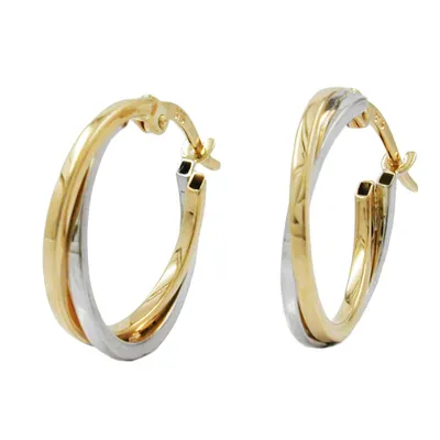 Produktbild von Creole Ohrring 19x2mm bicolor Gelbgold und Weißgold 9Kt GOLD gold 19x2mm