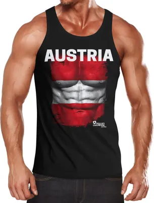 Produktbild von EM Tanktop Herren Fußball Österreich Flagge Fanshirt Waschbrettbauch MoonWorks®  M