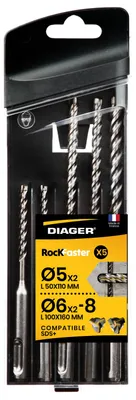 Produktbild von Set mit 5 SDS-plus Betonbohrern Rockfaster - DIAGER - 1005A