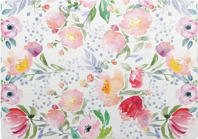 Produktbild von Florales Aquarellmuster – Bodenschutzmatte – Stuhlunterlage 100x100 cm – Rutschfest – Hartbodenmatte
