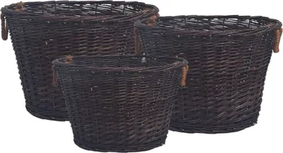 Obrázok produktu pre 3-dielna stohovateľná sada košov na palivové drevo hnedá vŕba