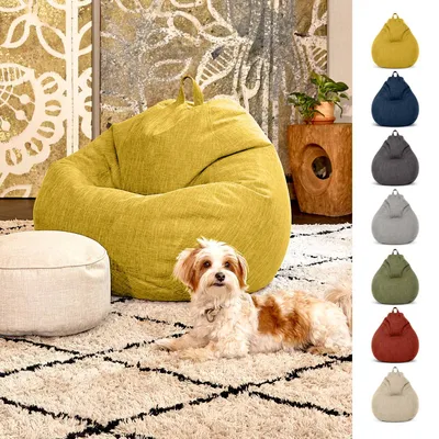 Produktbild von Green Bean® Indoor XXL Sitzsack "Home Linen" mit 300 Liter EPS Perlen Füllung kuschelig, weich, waschbar - Gelb
