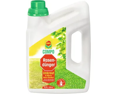 Produktbild von COMPO Rasendünger Unkraut & Moos Nein- Danke - Flüssigdünger mit Expresswirkung - für sattgrünen, gesunden Rasen - gegen Moos und Unkraut - 2,5 l für