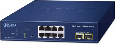 Zdjęcie produktu dla PLANET 8-Port 10/100/1000T + 2-Port, Zarządzany, L2, Gigabit Ethernet (10/100/1000), Pełny dupleks
