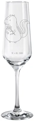 Produktbild von Mr. & Mrs. Panda Glas Stinktier Blume - Transparent - Geschenk, Dreams, Träume, Skunk, Wildtier, Sektglas graviert, Raubtier, Champagnerglas, Sektflöte, graviertes