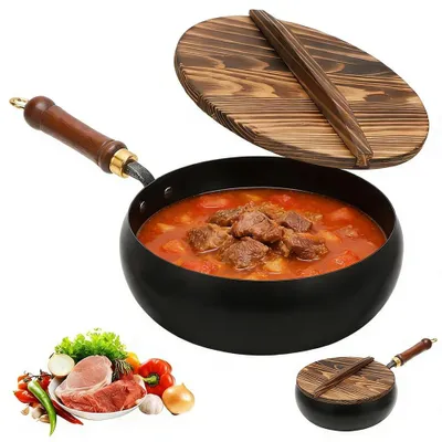 Imagen del producto de Solidchoice - Sartén de hierro forjado con tapa, apta para inducción, 24 cm