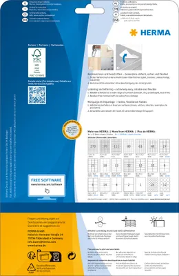 Obrázek produktu pro HERMA 10019, Bílá, Papír, Laserová/inkoustová tiskárna, Matný, Vyjímatelná, Zaoblený obdélník