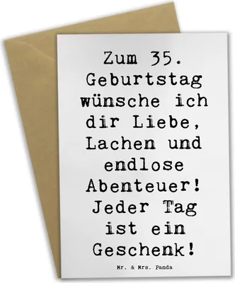 Produktbild von Mr. & Mrs. Panda Grußkarte Spruch 35. Geburtstag - Weiß - Geschenk, Alter, einladungskarten, weihnachtskarten, Happy Birthday, Herausforderungen, einzigartige Erlebnisse