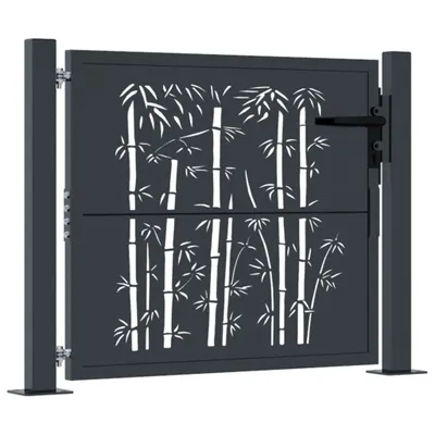 Immagine prodotto di vidaXL Cancello da giardino antracite 105x80 cm in acciaio design bambù