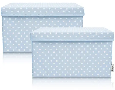 Produktbild von Lifeney 2-Set Aufbewahrungsbox Kinder (37x25x21cm) I Aufbewahrungskorb für Kinderzimmer und Wohnbereich I Kinder Aufbewahrungskiste (Hellblau Punkte)