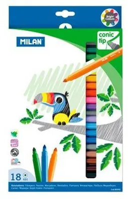 Productafbeelding van Flamasterset, 18 kleuren, conische punt, merk MILAN, model p6