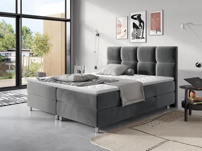 Produktbild von MIRJAN24 Boxspringbett Dave, Stilvoll Doppelbett mit zwei Bettkästen, Matratze und Topper (Farbe: Fresh 32, Größe: 180x200 cm)
