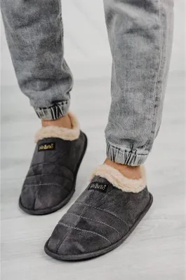 Produktbild von Panduf Hausschuhe Hüttenschuhe mit rutschfester Sohle Grau 44/45