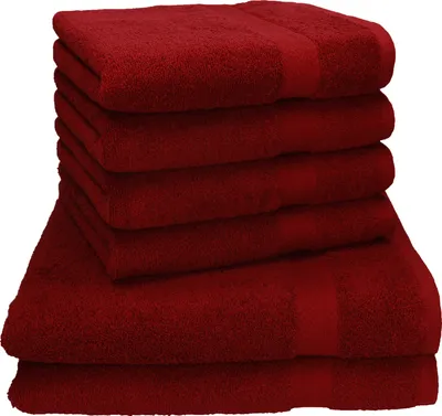 Produktbild von Betz 6-tlg. Handtuch-Set PREMIUM - 2 Liegetücher 4 Handtücher 100% Baumwolle  Farbe: rubinrot