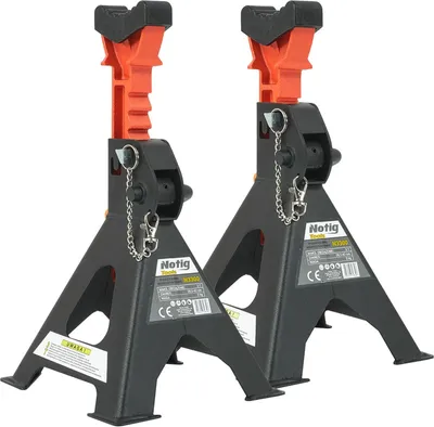 Immagine prodotto di Set cavalletti di sostegno per veicoli, capacità di 3 tonnellate,kit 2 cavalletti di supporto 29,5–43 cm,colonnetta di sostegno professionale con doppia sicurezza e protezione in gomma
