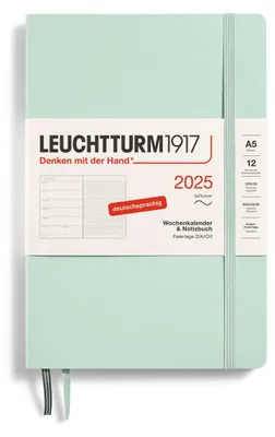 Obrázok produktu pre LEUCHTTURM1917 týždenný kalendár a zápisník Medium (A5) pre rok 2025, brožovaná väzba, farba: Mi