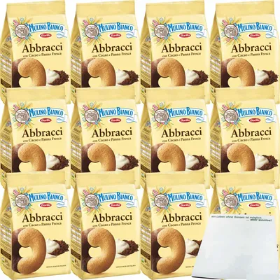 Produktbild von Mulino Bianco Abbracci Kekse mit Sahne und Kakao 12er Pack (12x350g Beutel) + usy Block