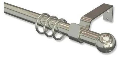 Produktbild von Interdeco Gardinenstange ausziehbar / Teleskop-Vorhangstange Edelstahl-Optik, Typ Peso Bowl (Kugel), 22/19 mm Ø 1-läufig, 130-240 cm ausziehbar