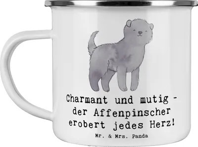 Produktbild von Mr. & Mrs. Panda Teetasse Affenpinscher Charmeur - Weiß - Geschenk, Hunderasse, verspielter Hund, quirlig, charmant, treuer Begleiter, Kaffeepott, Teebecher, Haferl, Pott