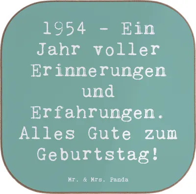Produktbild von Mr. & Mrs. Panda Untersetzer für Gläser Spruch 1954 Geburtstag - Meeresbrise - Geschenk, bieruntersetzer, Meilensteine, Alter, liebevoll handgefertigt, gläseruntersetzer