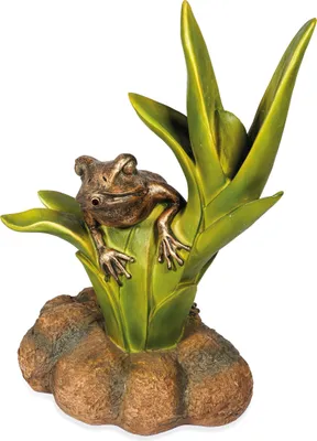 Produktbild von esotec Wasserspeier-Figur FROSCH sitzend auf Blätter | Einzelfigur Garten 100741