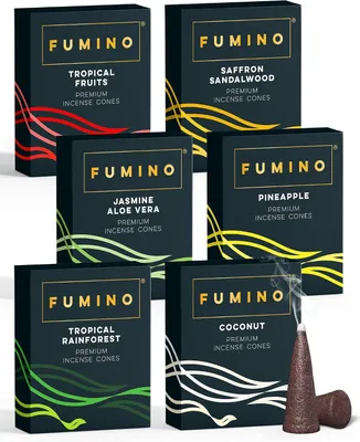 Imagen del producto de Conos de incienso, 90 unidades, 6 aromas diferentes, para aromaterapia