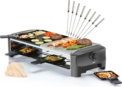 Produktbild von Raclette SET Steinplatte wendbare Grillplatte 8 Personen Raklett & Teppangabeln
