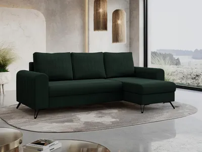 Produktbild von Ecksofa L-form, Bettsofa mit Schlaffunktion, zwei Bettkasten - AXEL - Grün