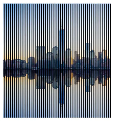 Produktbild von Akustikpaneele mit Digitaldruck New York01 19 x 2253 x 2400 mm New York Skyline MDF PET-Fasern Wandpaneele Blau 4 Einzelplatten