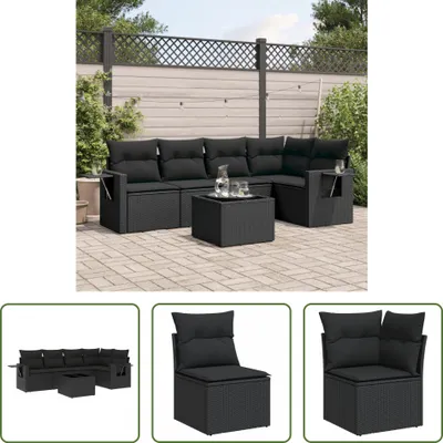 Produktbild von The Living Store 6-tlg. Garten-Sofagarnitur mit Kissen Schwarz Poly Rattan