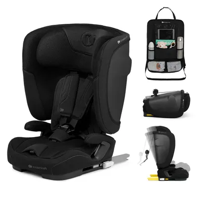 Obrázek produktu pro Dětská autosedačka Kinderkraft FIX2GO i-Size 76–150 cm, ISOFIX, SAFERIDE SENSOR, H-GUARD+, EASY GROW, sklopná, AIR FLOW, R129, černá, s organizérem do auta