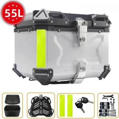 Obrázek produktu pro Motocyklový kufr, vodotěsný, reflexní bezpečnostní prvky, 55L stříbrný