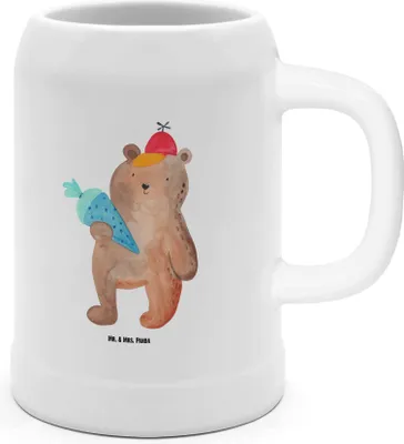 Produktbild von Mr. & Mrs. Panda Bierkrug Bär Schultüte - Weiß - Geschenk, Schulanfang, Teddy, Schulbeginn, Einschulung, Bier Seidel, Erster Schultag, Humpen, Steinkrug, Keramikkrug