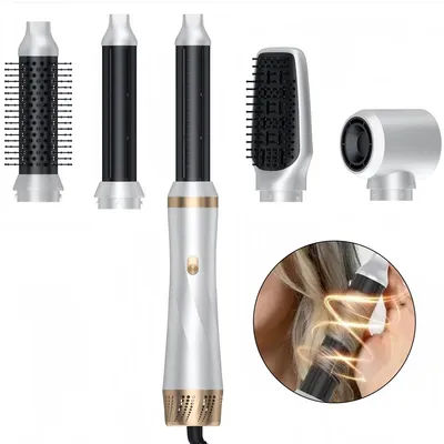 Produktbild von Haarstyler 5-in-1, Airstyler-Haarstyling-Set mit Rundbš¹rsten-Haartrockner, Warmluftbš¹rste, automatischem Lockenstab, Trocknen, fš¹r Volumen und Locken