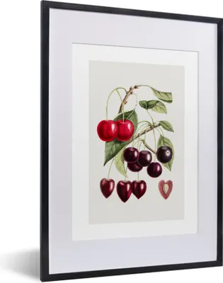 Produktbild von MuchoWow® Gerahmtes Poster Lebensmittel - Kirschen - Obst 30x40 cm - Poster mit Schwarzem Bilderrahmen Wandposter Rahmen Foto Bilder - Wandposter Schlafzimmer