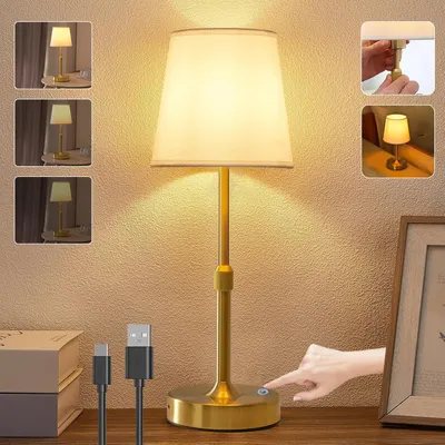 Immagine prodotto di Lampada da tavolo senza fili, LED dimmerabile, lampada da comodino a batteria