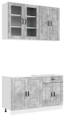 Productafbeelding van vidaXL Keukenelement PORTO, 4 stuks, betonkleur, houtvezel