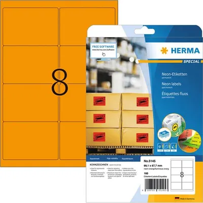 Produktbild von HERMA - Etikett 5145 99,1x67,7mm fluoreszierendes Orange 160 Stück