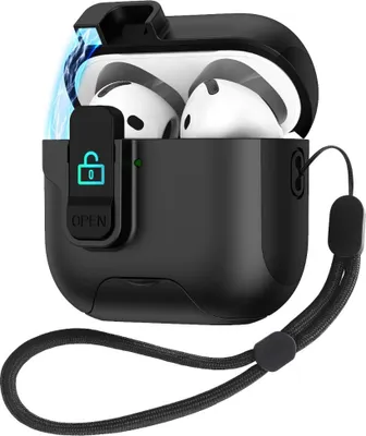Image de INF Étui de protection noir en TPU pour AirPods 4 avec fonction support
