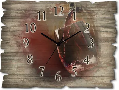 Produktbild von ARTland Holz Wanduhr Quarzuhr - schwarzer Zeiger Wein - Rotwein Größe: 40x30 cm