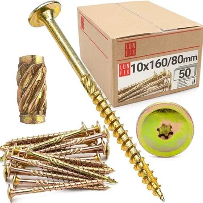 Produktbild von Senkkopfschrauben 10 x 160 mm - TX40 Torx, gelb verzinkt - 50 Stück