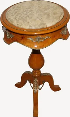 Produktbild von Barock Beistelltisch Modell Mahagoni Hellbraun mit Marmorplatte 70 x 42 cm