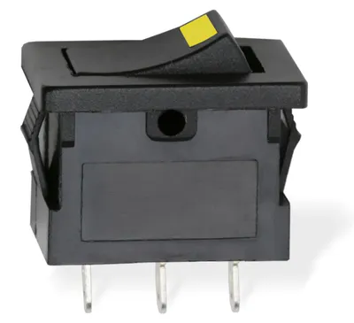 Image de 5 interrupteurs à bascule noirs avec LED jaune – Interrupteur à bascule éclairé SPST 12 V 15 A – Interrupteur marche/arrêt encastré – Pour appareils électriques et véhicules – Unité de: 5 pièces [09027SA]